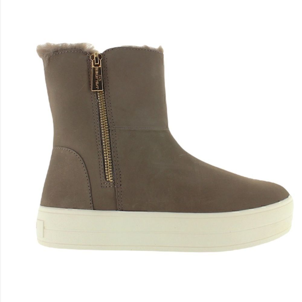 JSLIDES HENLEY - TAUPE NUBUCK DUAL-ZIP FUR LINED PLATFORM SNEAKER BOOT